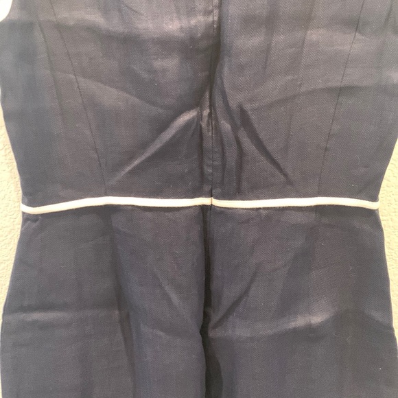 NWT J.Crew Herringbone Linen Dress Navy Blue Ivory/White 2 - Picture 7 of 8